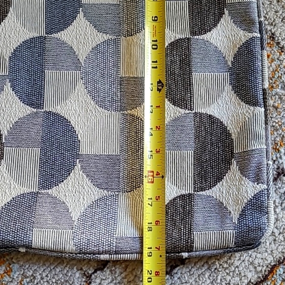 2 Upholstery Pillow Covers Geometric Cream Tan Gray Brown Blue 19" - Picture 5 of 5